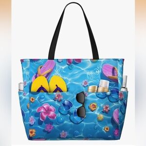 🆕 Large Beach Bag ..Waterproof tote bag with pocket sandproof foldable